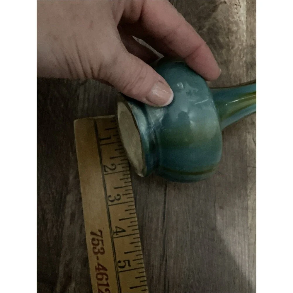 Belgium Made Drip Glaze Art Pottery Thin Bud Vase Hand Made Mid-Century